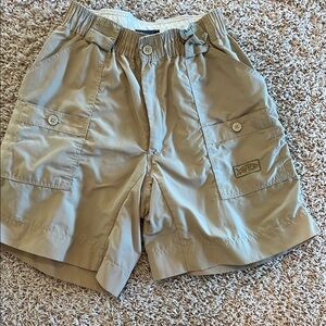 Tan Cargo Shorts with Elastic Waistband and Relaxed Fit